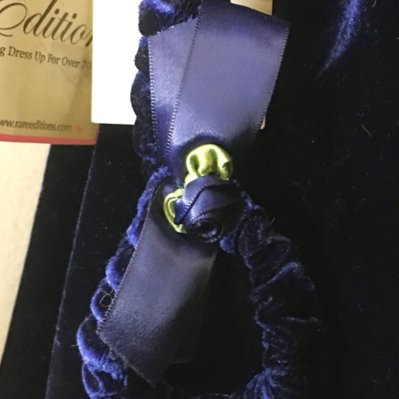 RARE EDITIONS Blue Velvet Dress with Matching Headband NEW WITH TAGS! - Picture 11 of 13